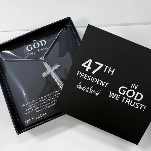 Sterling Silver 47 President “In God We Trust” Cross Necklace - Image 3